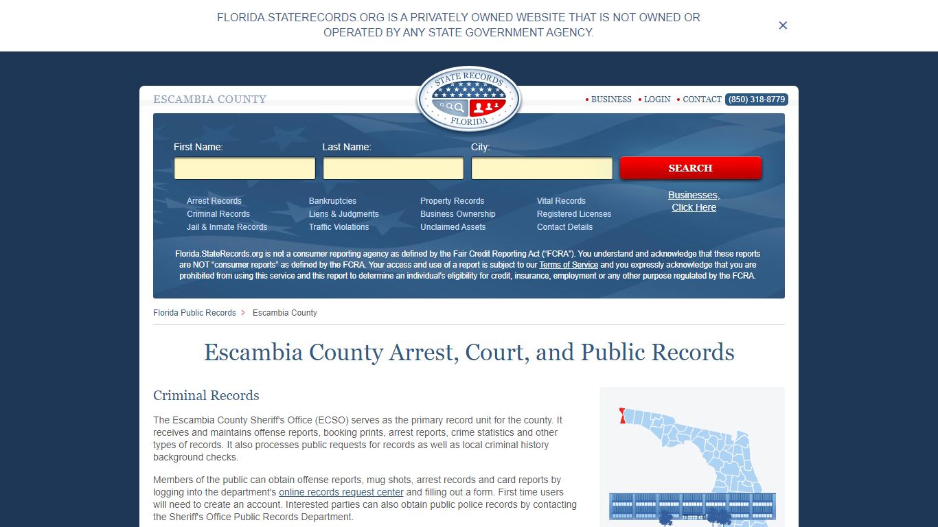 Escambia County Arrest, Court, and Public Records